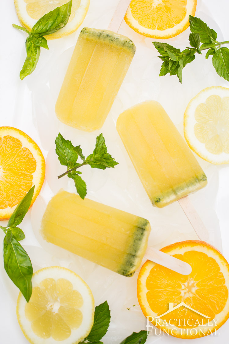 Basil Mint Citrus Mojito Popsicles: Perfect combination of summer flavors! Leave out the alcohol for a kid-friendly version!