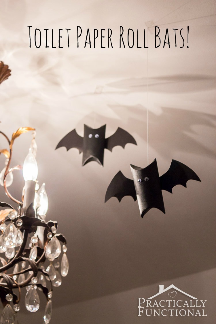 Toilet paper roll bats are the perfect quick and easy Halloween decor craft for the kids!