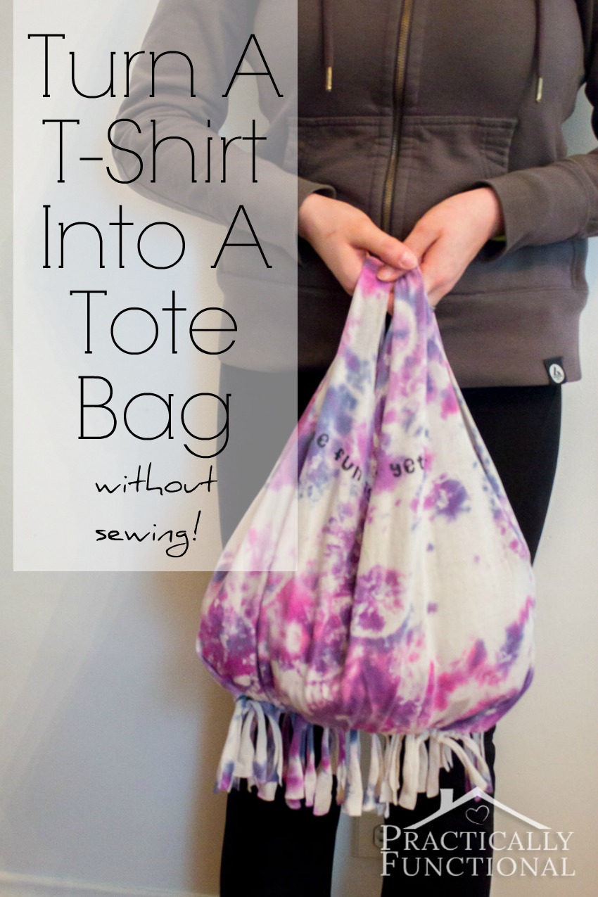 Turn an old t-shirt into a tote bag without sewing in just a few ...