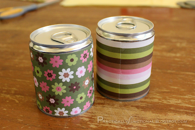 Tin cans with paper