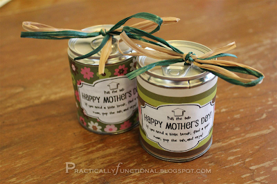 Pop tab tin cans filled with candy for Mother's Day
