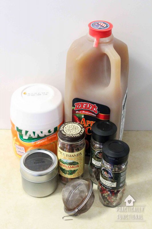 ingredients for homemade wassail recipe