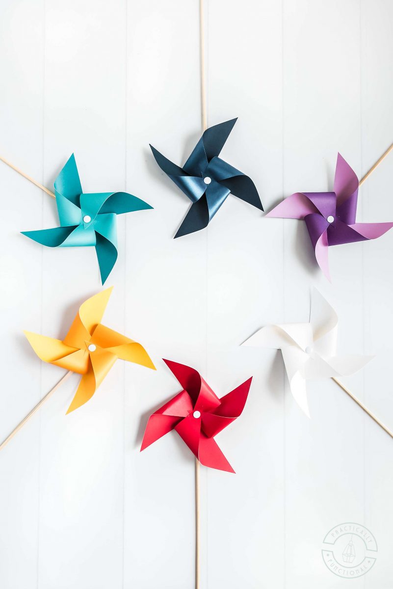 Printable pinwheel templates to make paper pinwheels from any color paper