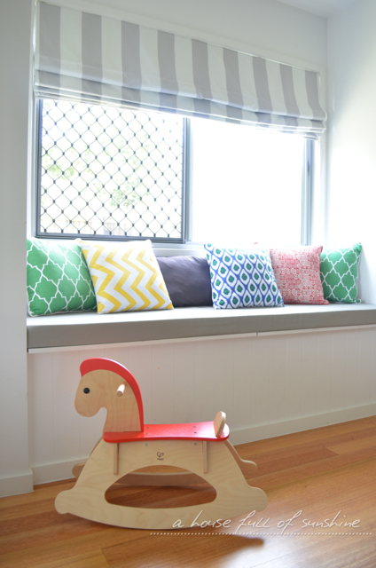DIY upholstered window seat by A house full of sunshine for Practically Functional