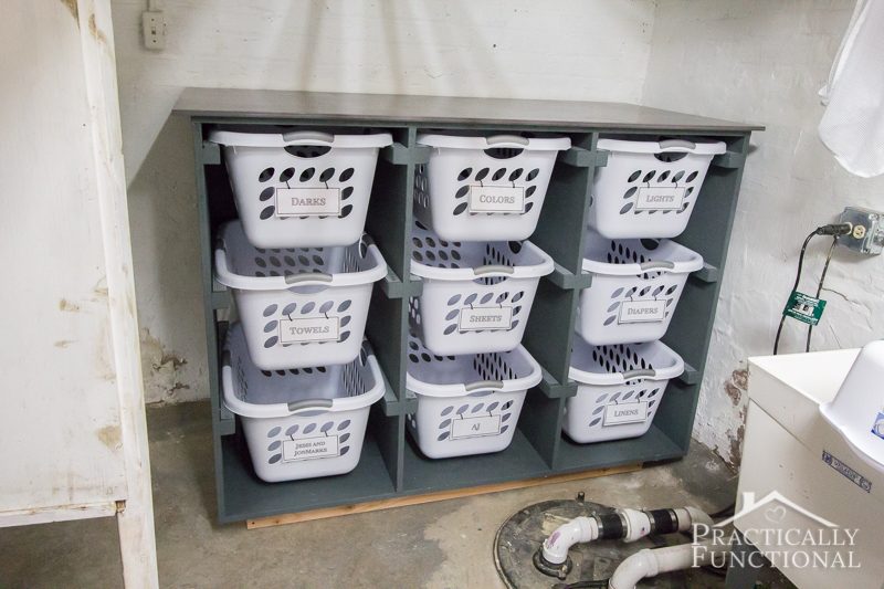 Build a simple laundry basket dresser for your laundry room