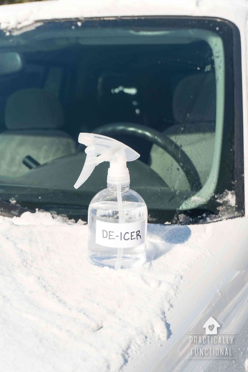 Homemade windshield de-icer spray