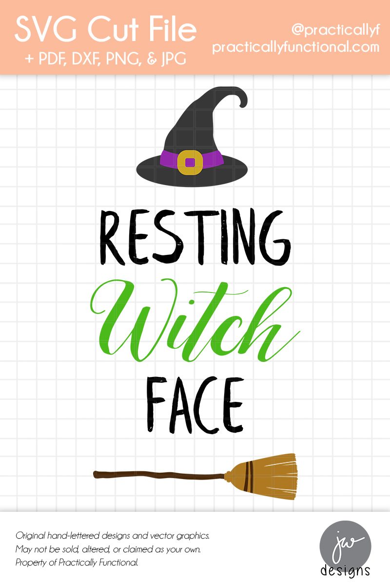 Resting witch face svg cut file
