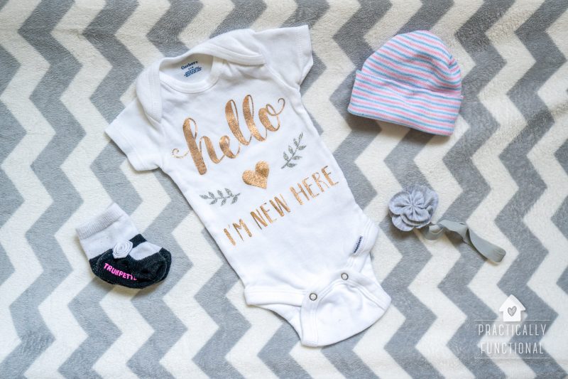 How to make a hello im new here baby onesie with a cricut easypress 2