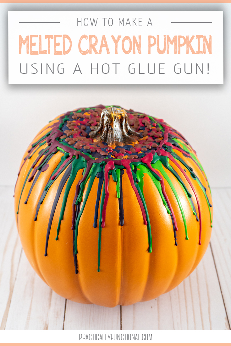 How to make a melted crayon pumpkin with a hot glue gun title