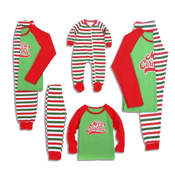 Merry christmas striped family matching pajamas and 19 other matching family Christmas pajamas that are warm, comfy, and totally budget-friendly!
