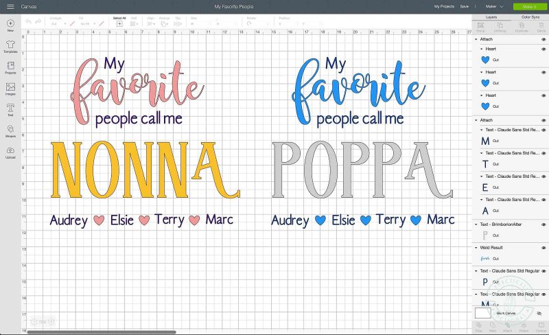 My favorite people call me nonna or poppa cricut maker project