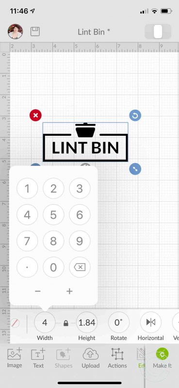 Laundry lint bin made with cricut joy resize lint bin design in cricut design space