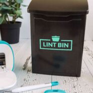 Laundry room lint bin made with cricut joy